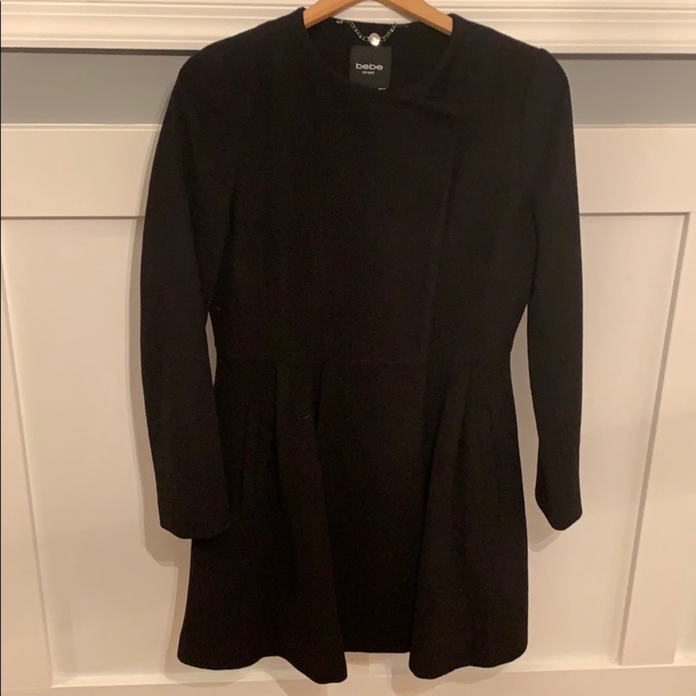 bebe Black Wool Overcoat